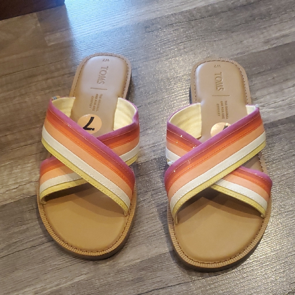 TOMS Women's Sandals with Orange and Pink Stripes